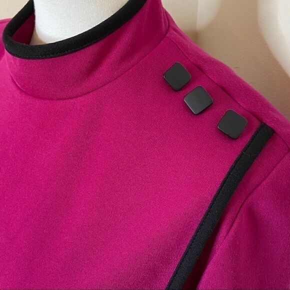 Caron Chicago Vintage Magenta Mock Neck Dress Sz 8 - Picture 4 of 6